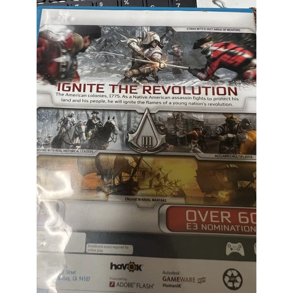 Assassins Creed III Nintendo‎ Wii U Ubisoft Action Game with Manual